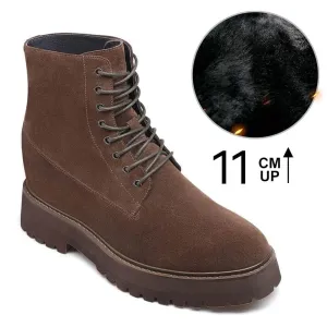 11 CM / 4.33 Inches CMR CHAMARIPA Elevator Shoes -  Elevate Your Style with Men's Brown Suede Height Increasing Boots - 4.33 Inches Taller