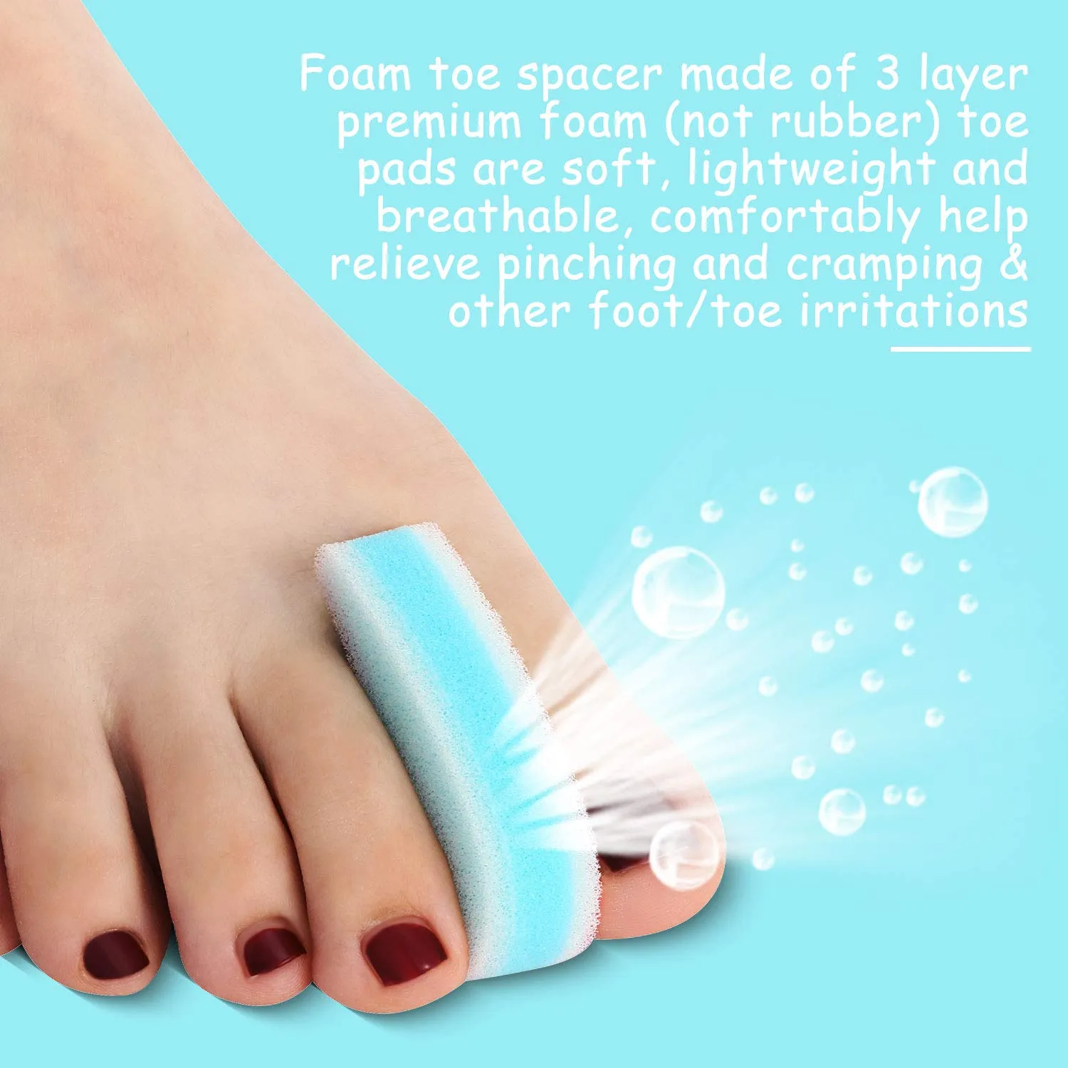 16 Pieces Foam Toe Spacers for Feet 3 Layer Foam Toe Separators for Overlapping Toes Toe Stretcher Divider for Women Men Toes Relief Friction Hammer Toes and Prevent Corns