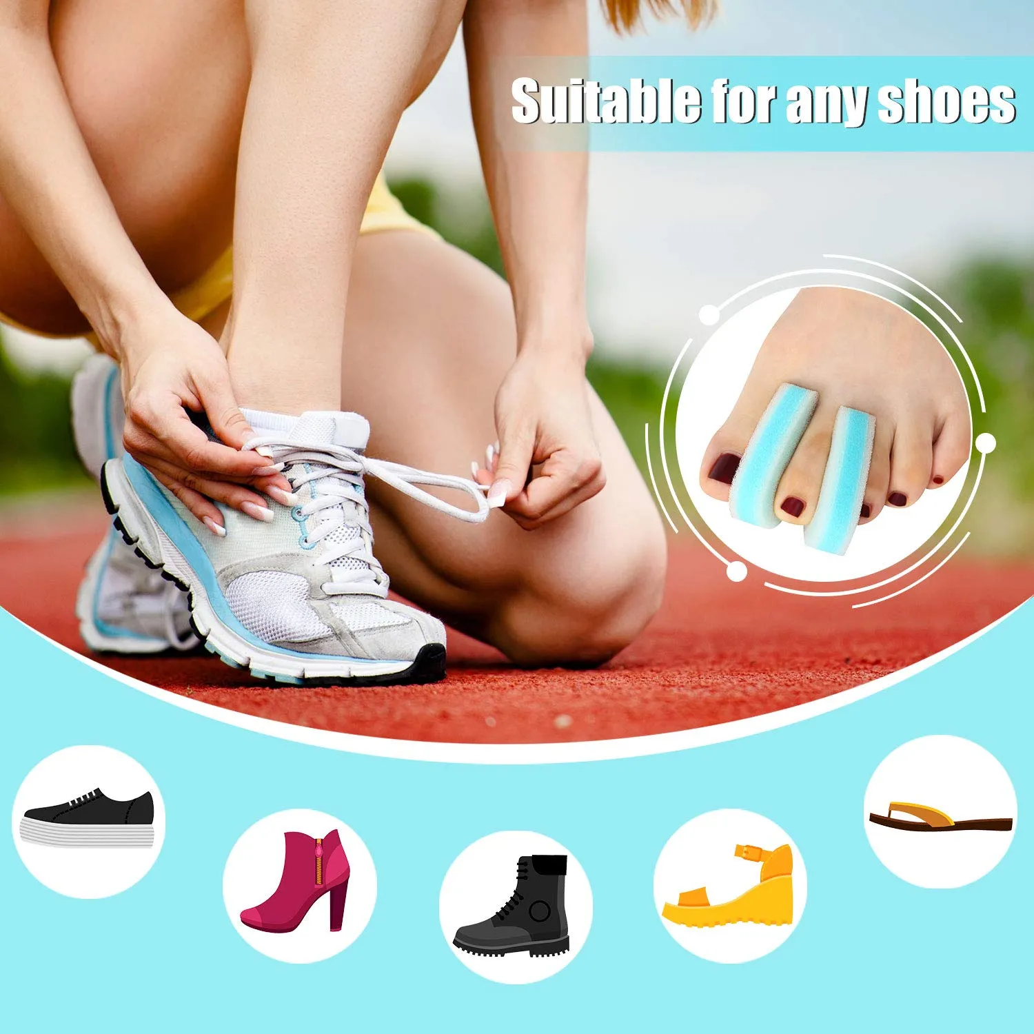 16 Pieces Foam Toe Spacers for Feet 3 Layer Foam Toe Separators for Overlapping Toes Toe Stretcher Divider for Women Men Toes Relief Friction Hammer Toes and Prevent Corns