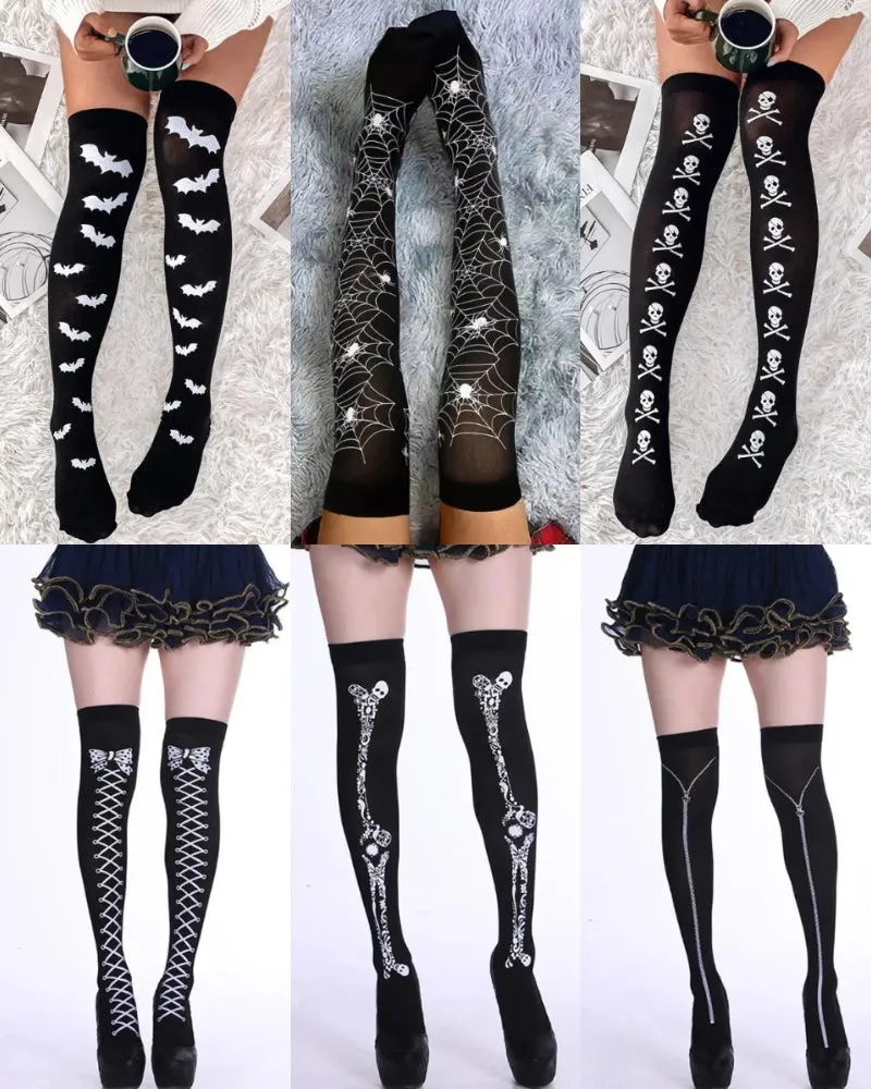 1Pair Halloween Graphic Print Thigh-High Stockings