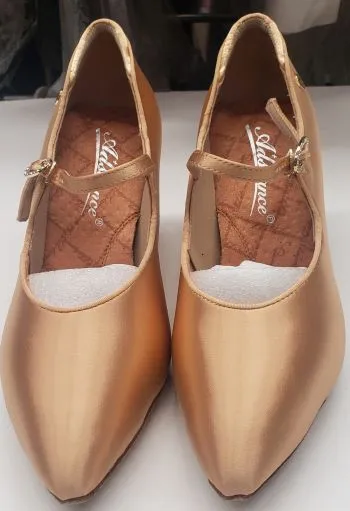 2.5" Petra V -- Women's Standard Ballroom Shoe -- Tan Satin