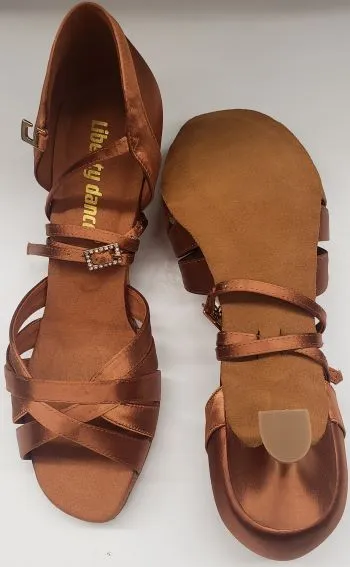 2" Aida -- Women's Latin Sandal -- Tan Satin