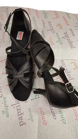2" Amelia -- Flare Heel Latin Sandal -- Black