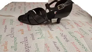 2" Amelia -- Flare Heel Latin Sandal -- Black