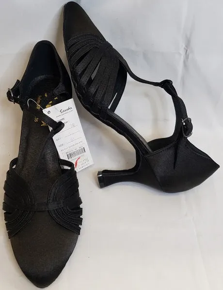 3" Luisa -- Flare Heel Standard Ballroom Shoe -- Black Satin