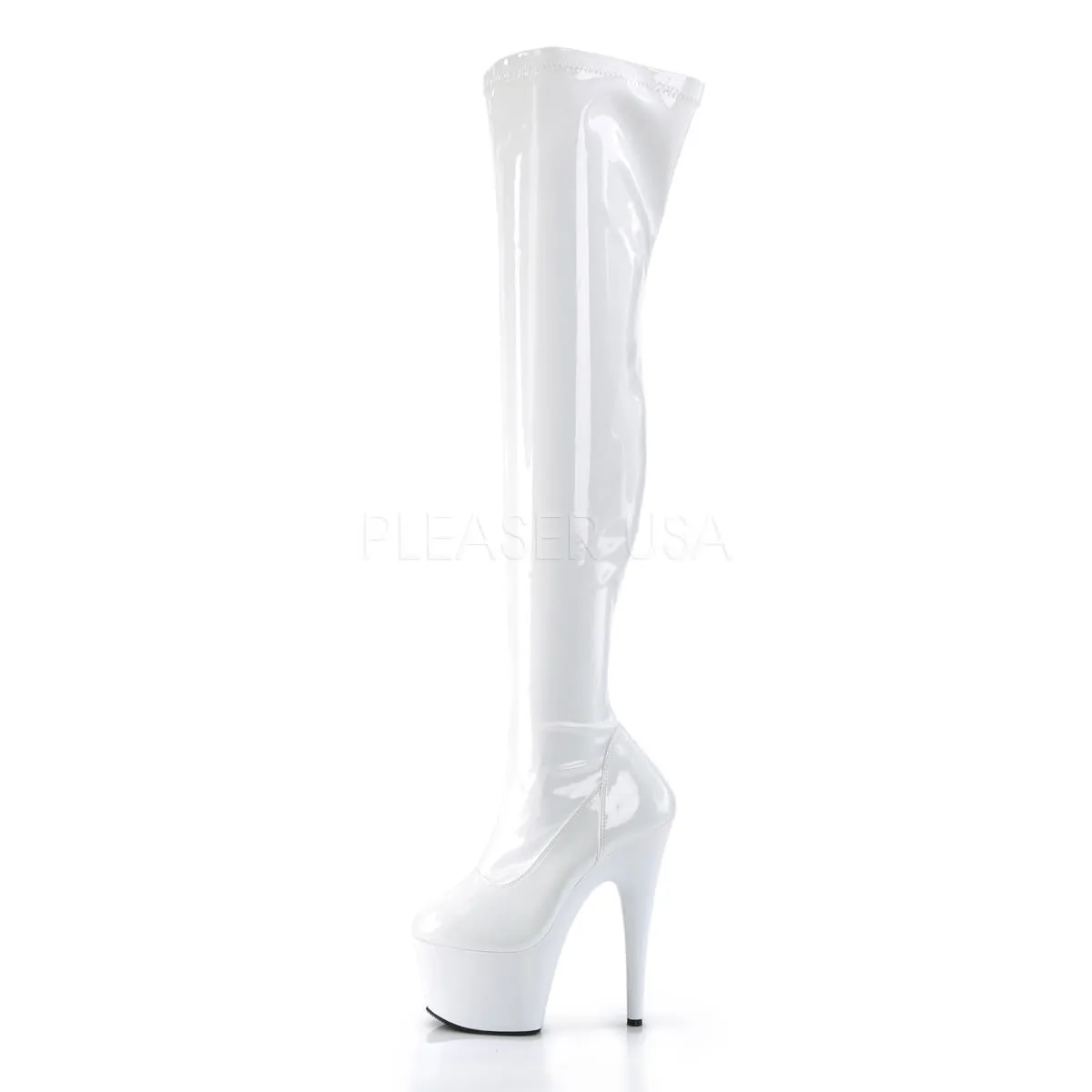 7 Inch Heel ADORE-3000 White Stretch Pat
