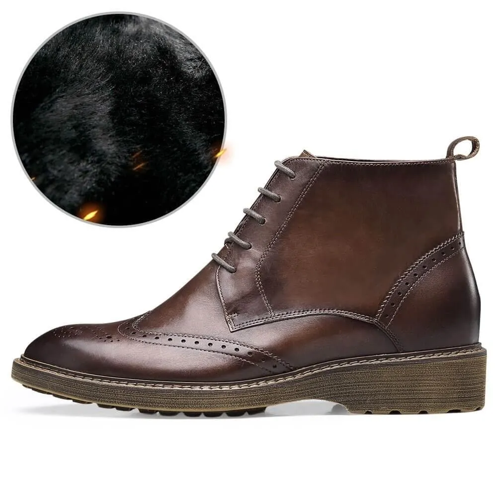 7CM / 2.76 Inches - CMR CHAMARIPA Elevator Boots Height Increasing Shoes For Men Fur Lined Winter Boots
