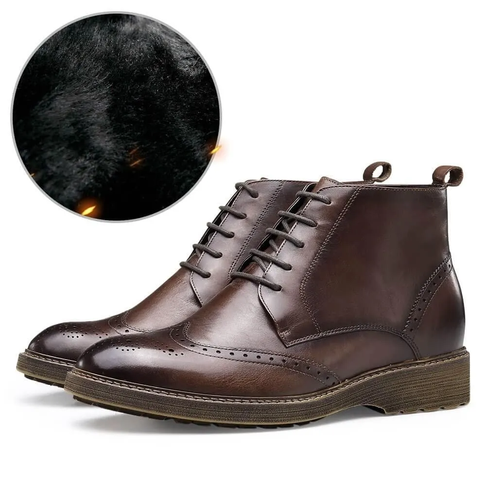 7CM / 2.76 Inches - CMR CHAMARIPA Elevator Boots Height Increasing Shoes For Men Fur Lined Winter Boots