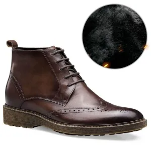 7CM / 2.76 Inches - CMR CHAMARIPA Elevator Boots Height Increasing Shoes For Men Fur Lined Winter Boots