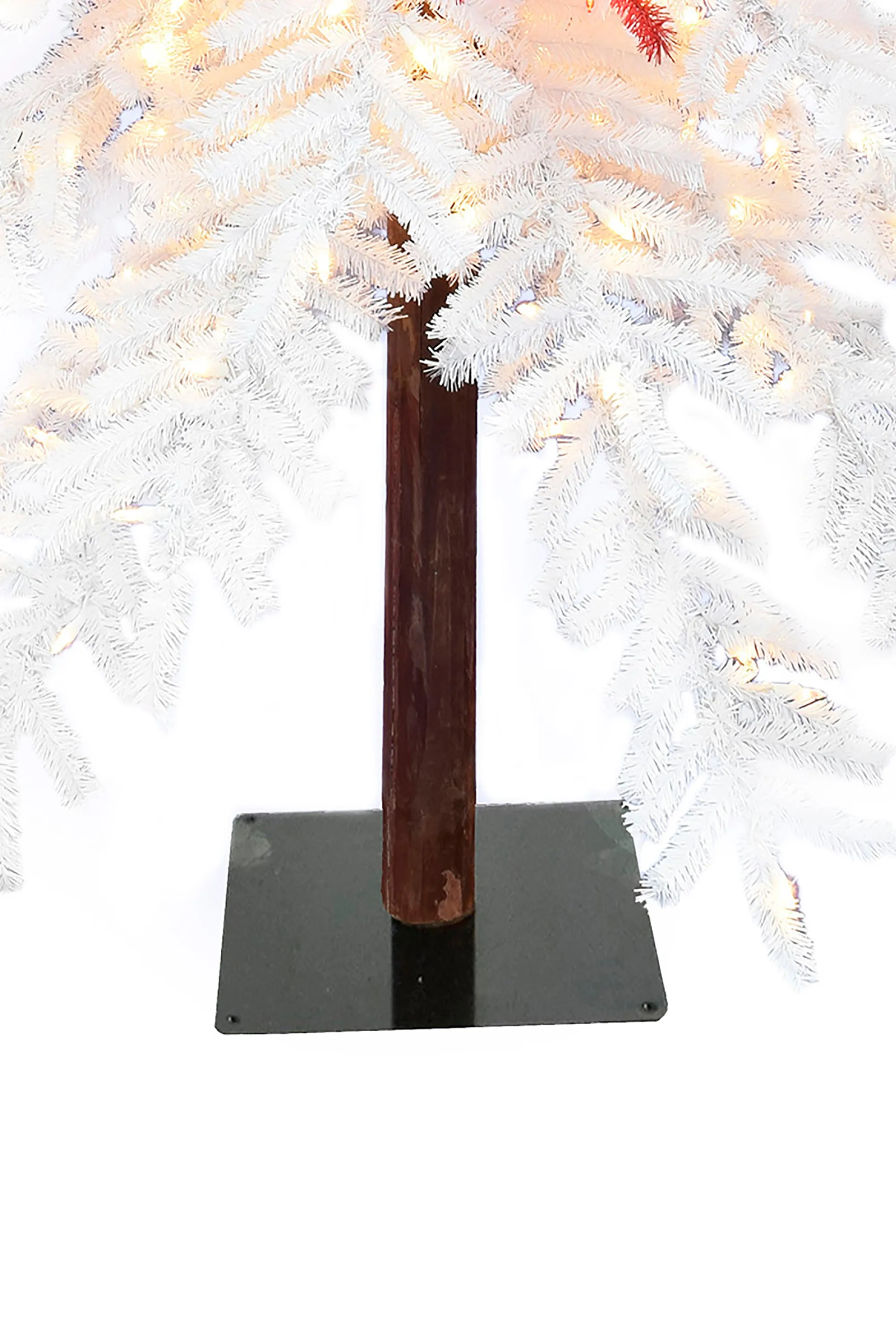 9ft Bendable Two Tone Red White Christmas Tree with Detachable Hanging Aspen Fir Ball