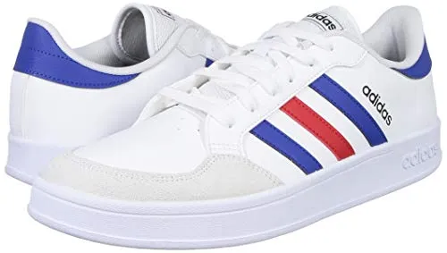 Adidas Men's BREAKNET FTWWHT/ROYBLU/VIVRED Tennis Shoe-10 Kids UK (FZ1837)