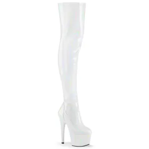 Adore-3000HWR White Str. Holo, 7" Heels