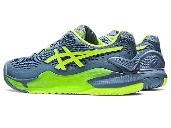 Asics Gel Resolution 9 Wide (2E) (Steel Blue/Hazard Green)