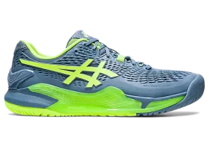 Asics Gel Resolution 9 Wide (2E) (Steel Blue/Hazard Green)