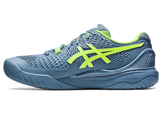 Asics Gel Resolution 9 Wide (2E) (Steel Blue/Hazard Green)
