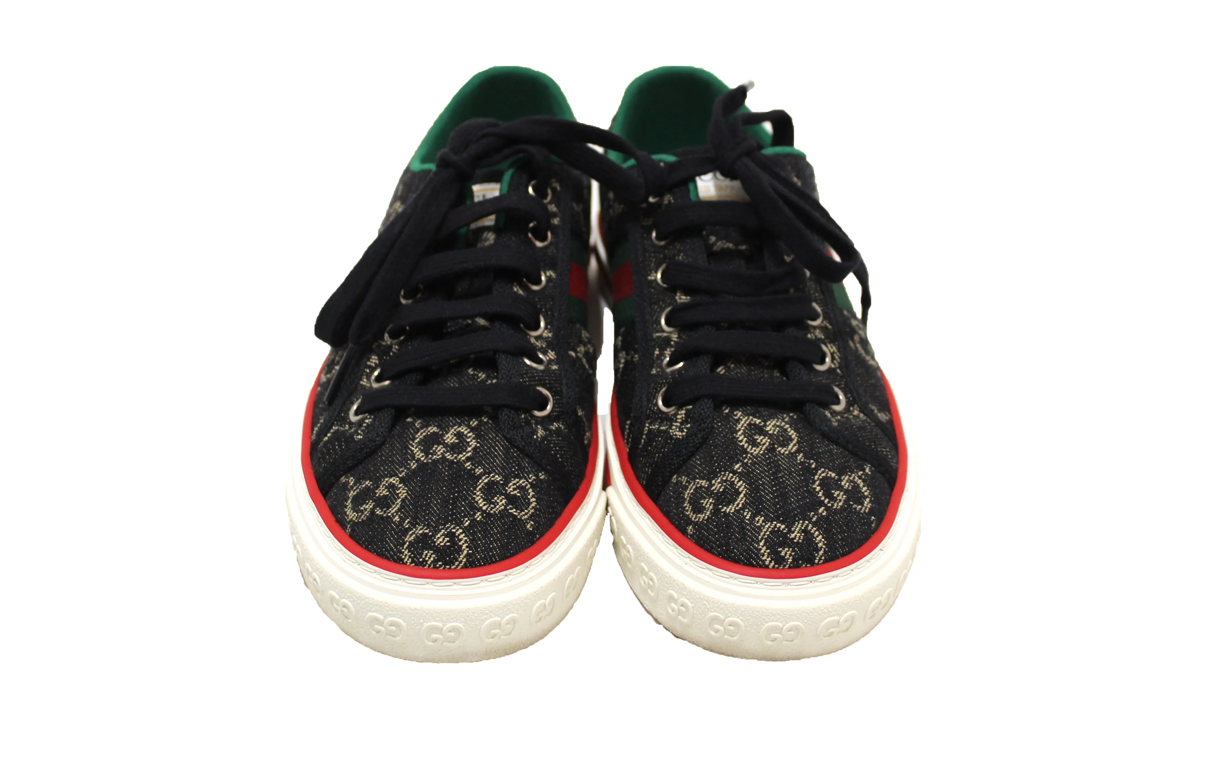 Authentic Gucci GG Denim Jacquard Tennis 1977 Sneaker Size 7
