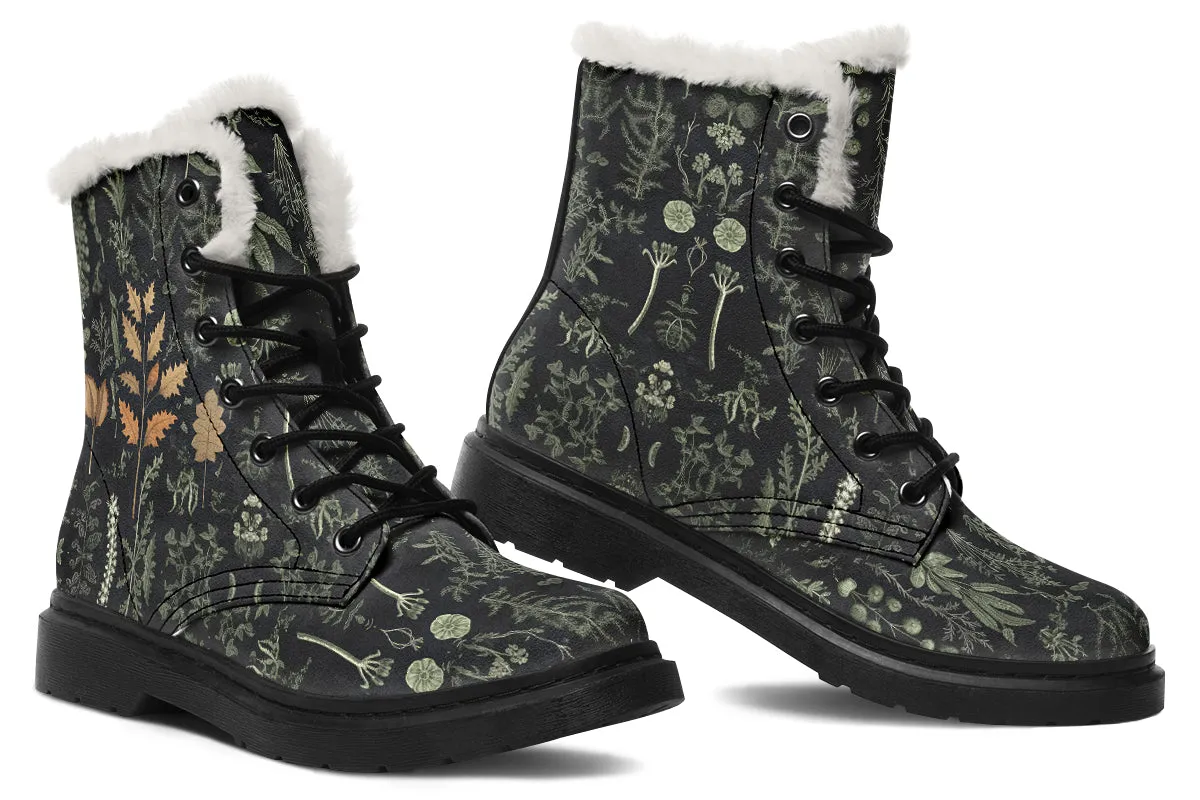 Autumn Memoir Winter Boots - Warm Micro-Suede Doc-Style Boots Lined with Vegan Wool