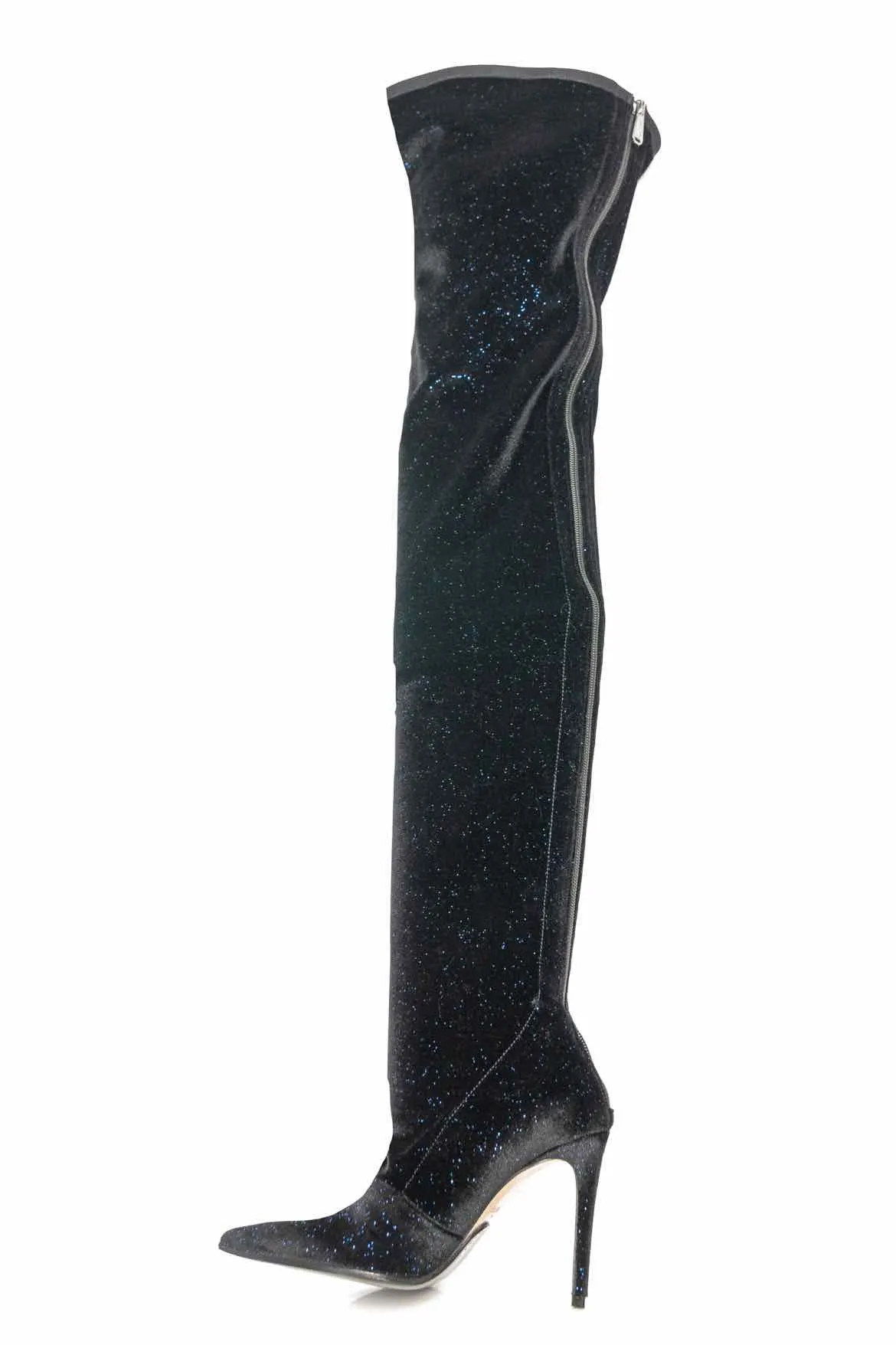 Balmain Size 35.5 Knee High Velvet Boots
