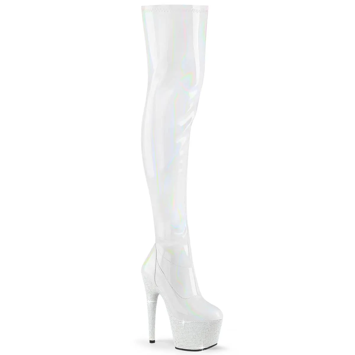 BEJEWELED-3000-7 Pink Thigh High Boots