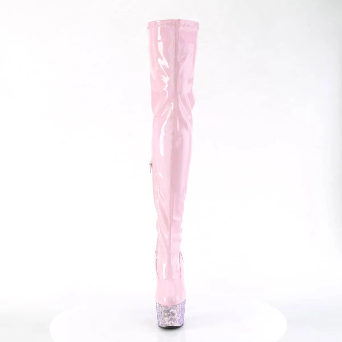 BEJEWELED-3000-7 Pink Thigh High Boots