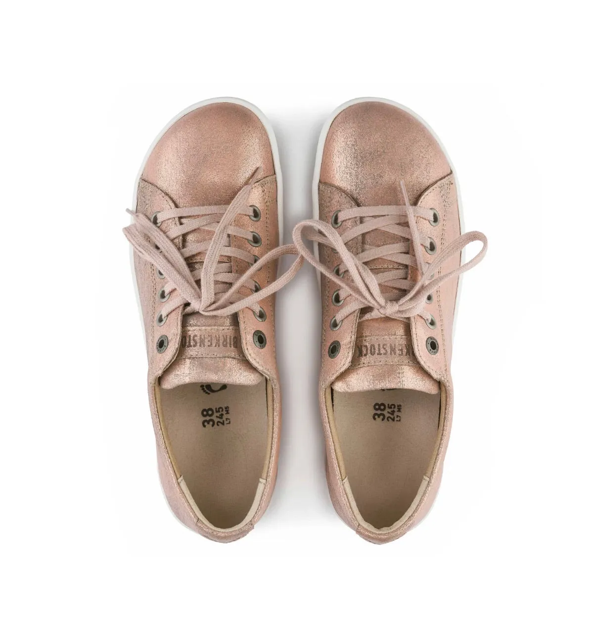 Birkenstock Arran Washed Metallic Rose Gold Leather 6 Eyelet Shoe