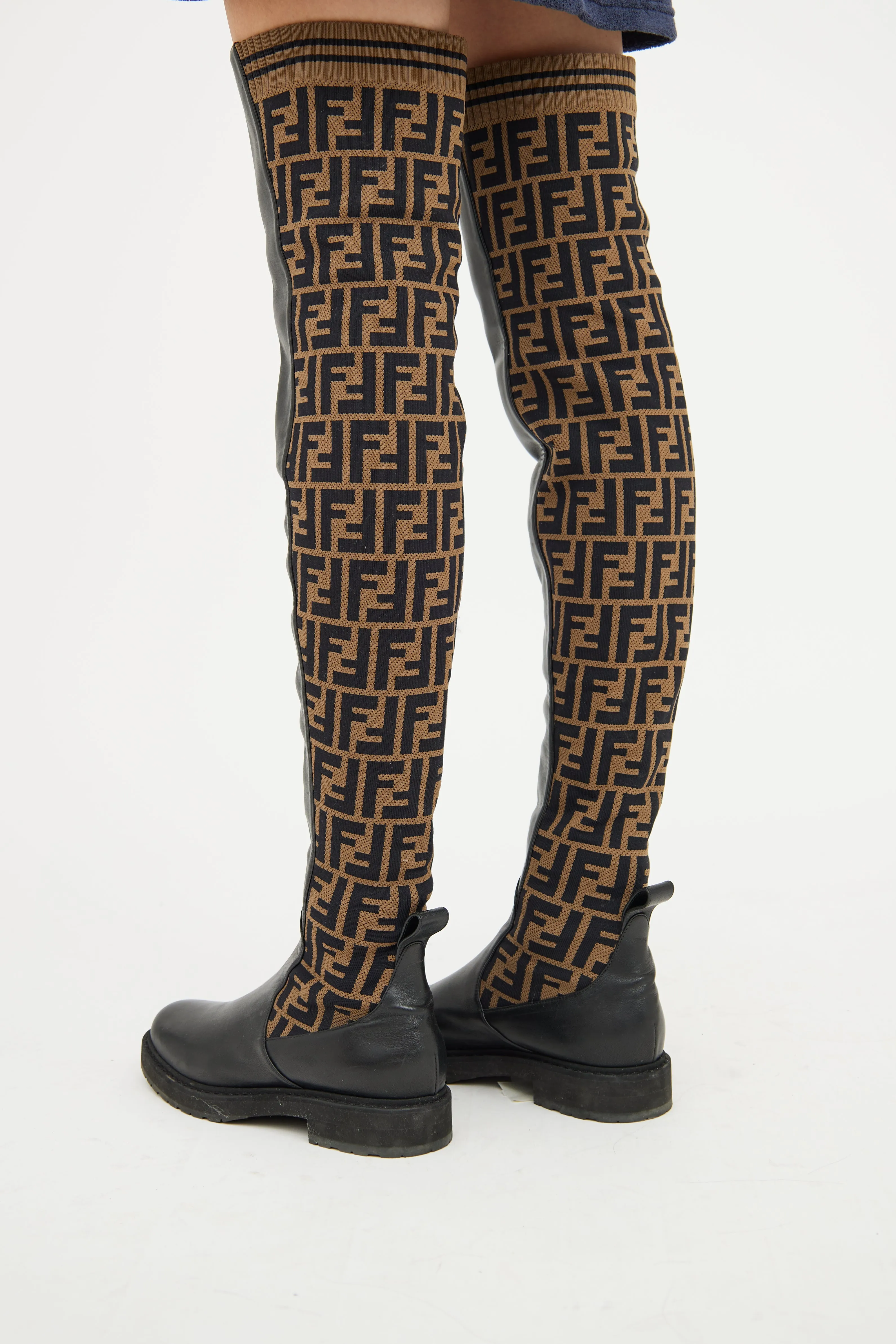 Black & Brown Rockoko Thigh High Boot