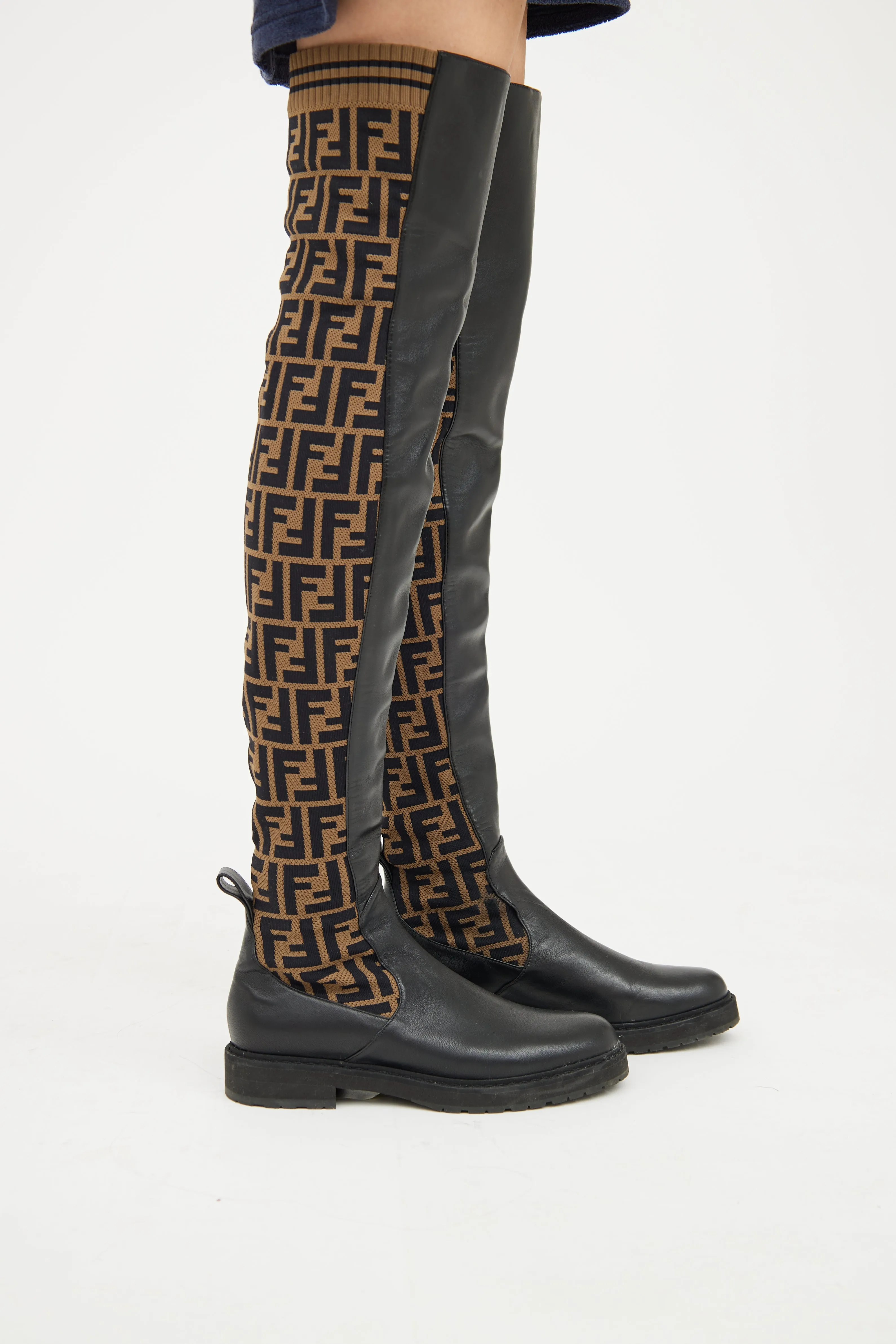 Black & Brown Rockoko Thigh High Boot