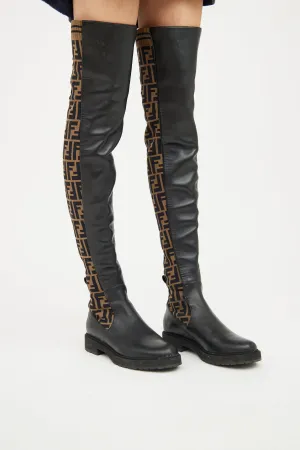 Black & Brown Rockoko Thigh High Boot
