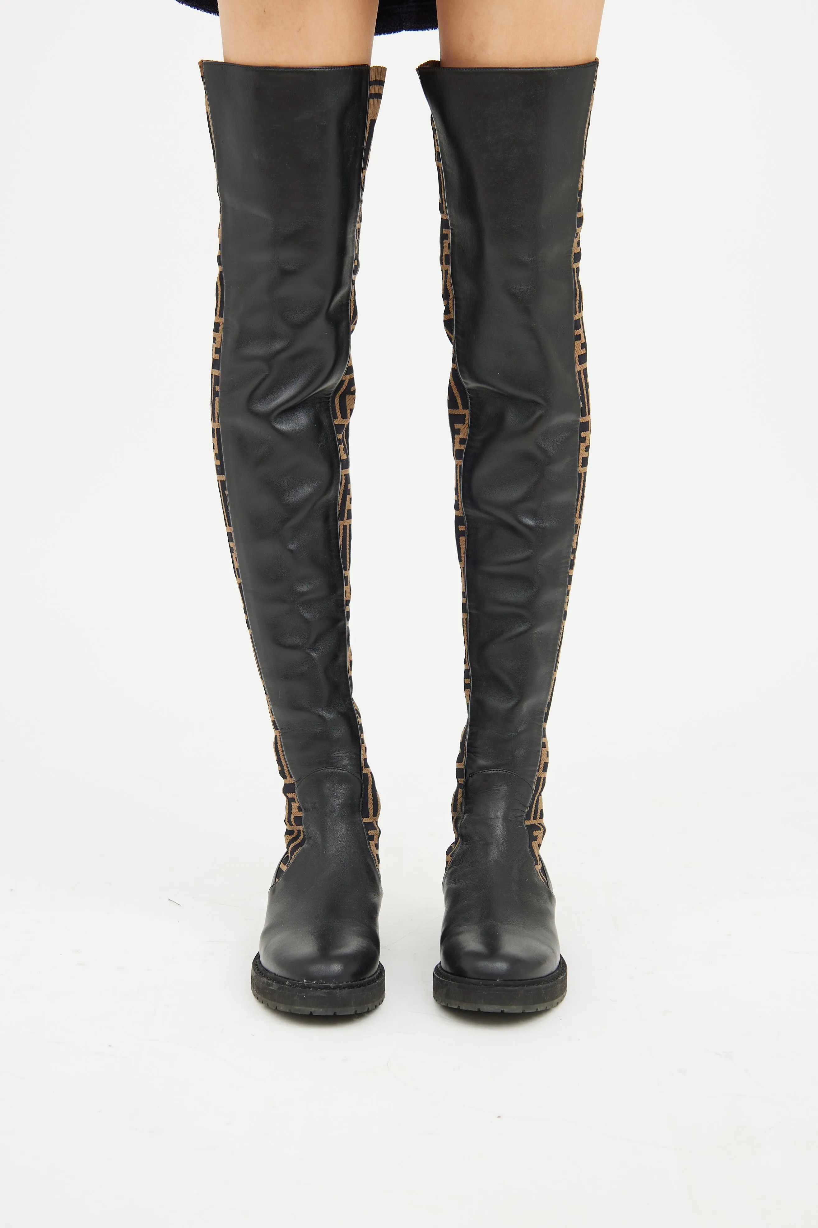 Black & Brown Rockoko Thigh High Boot