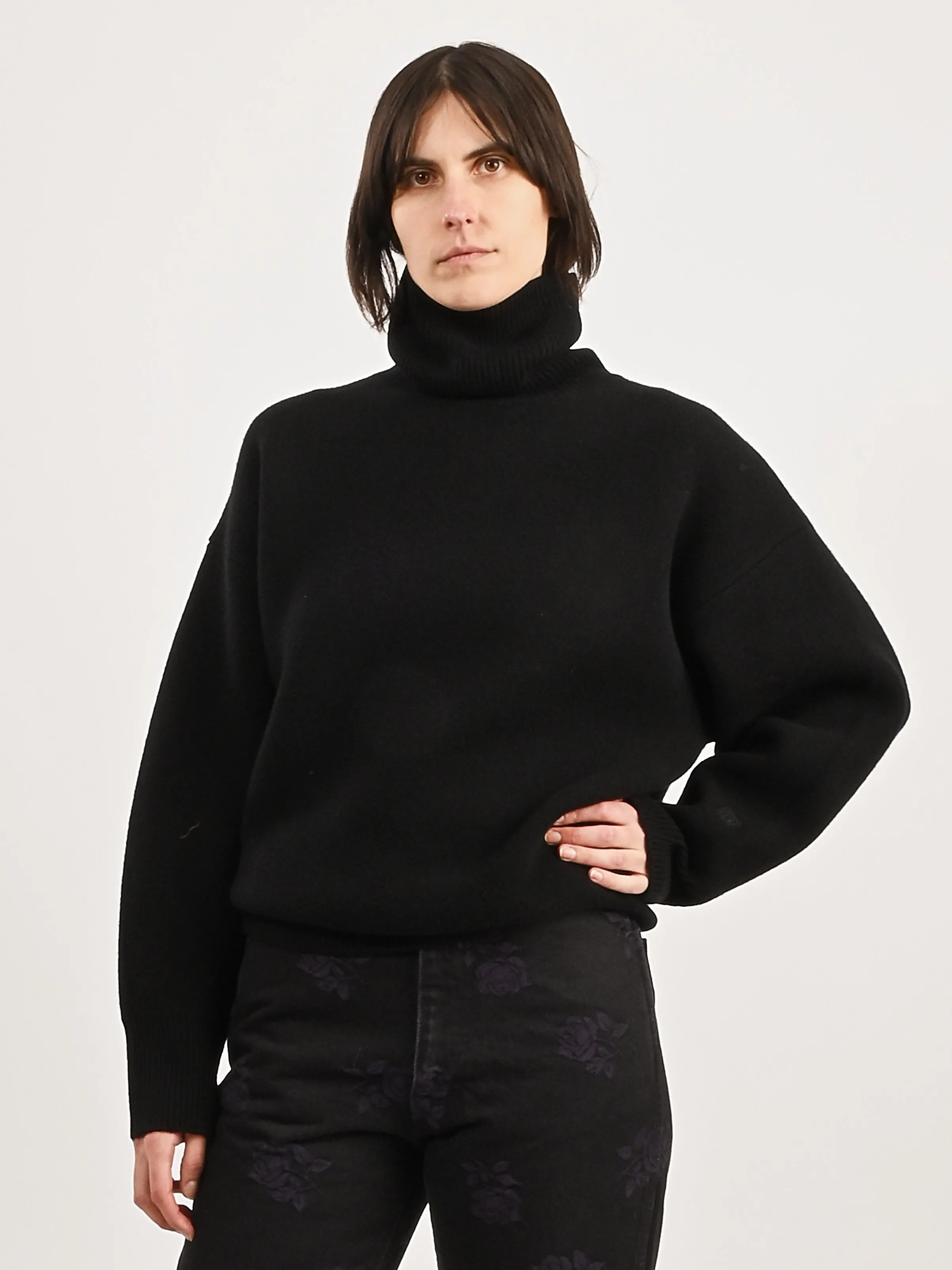 Black Double-Knit Turtleneck