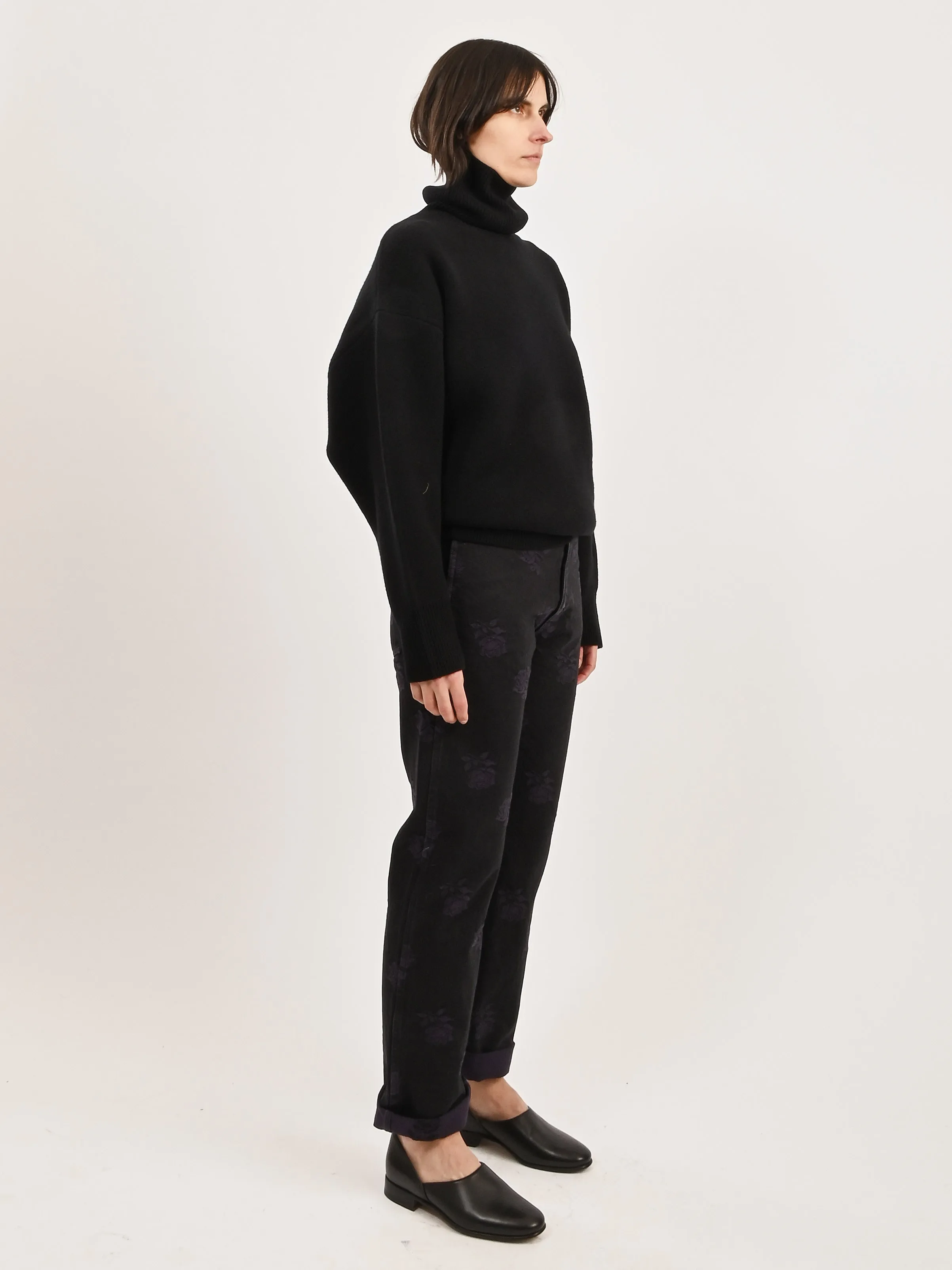 Black Double-Knit Turtleneck