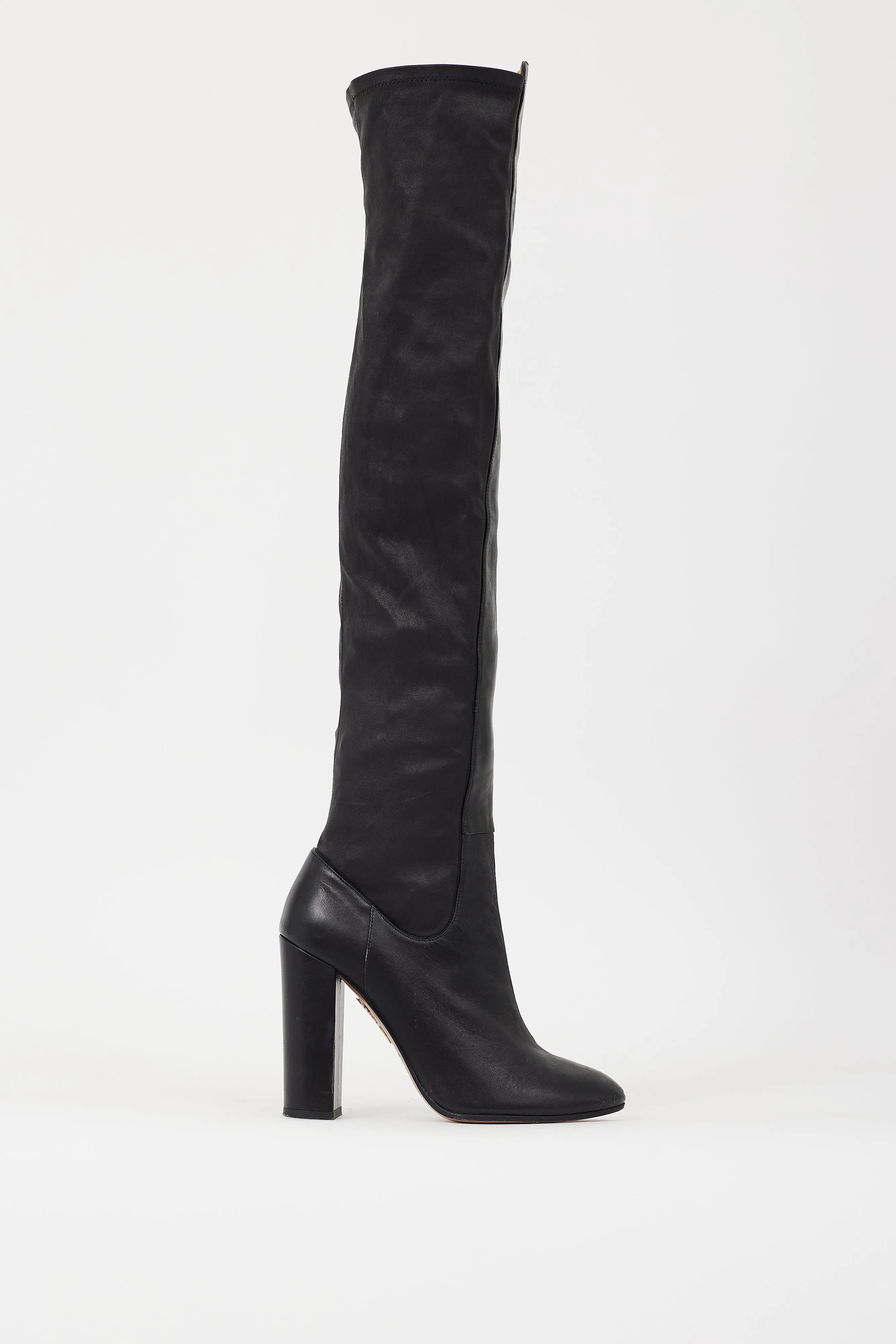 Black Leather So Me Thigh High Boot