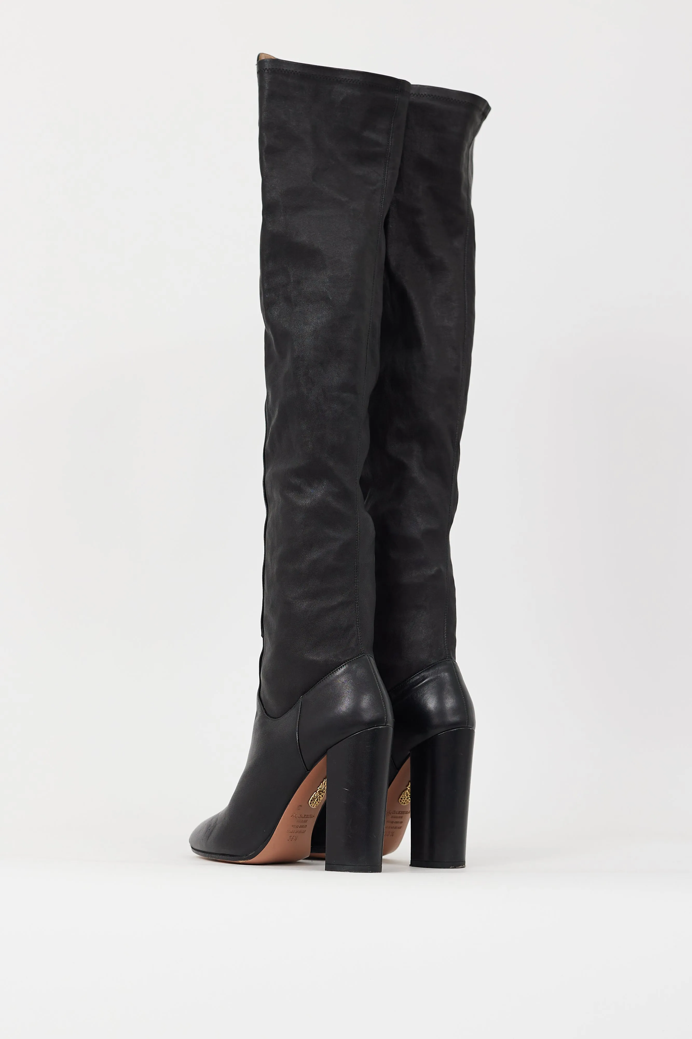 Black Leather So Me Thigh High Boot