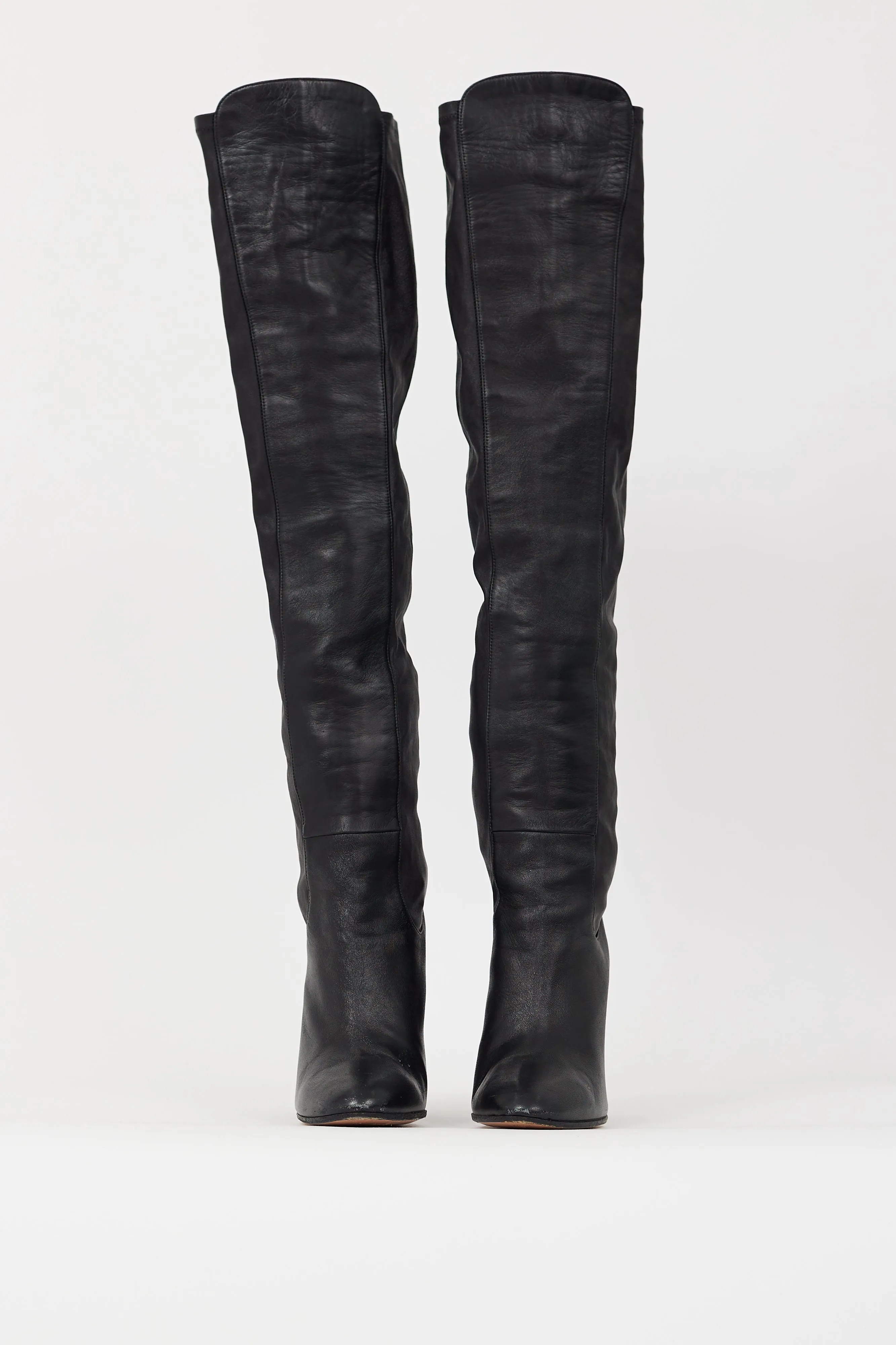 Black Leather So Me Thigh High Boot