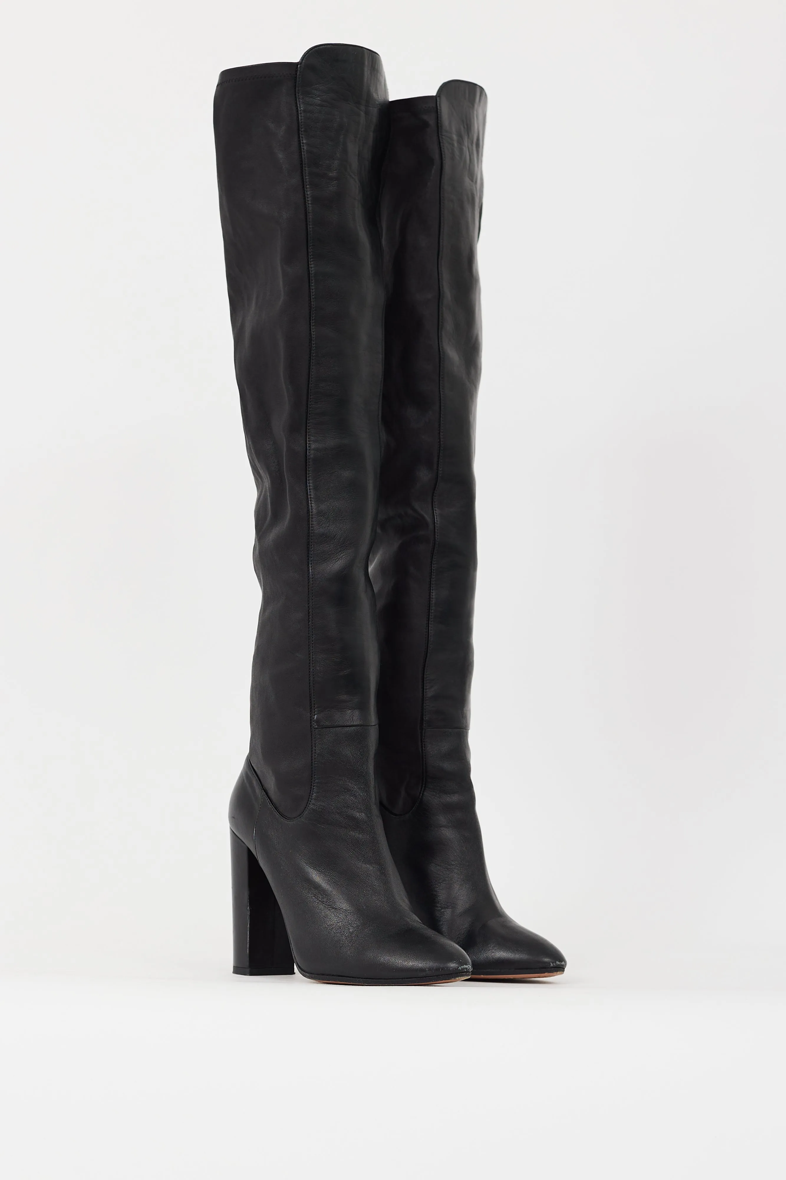 Black Leather So Me Thigh High Boot