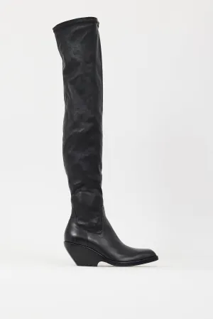 Black Leather The Hooper Thigh High Boot