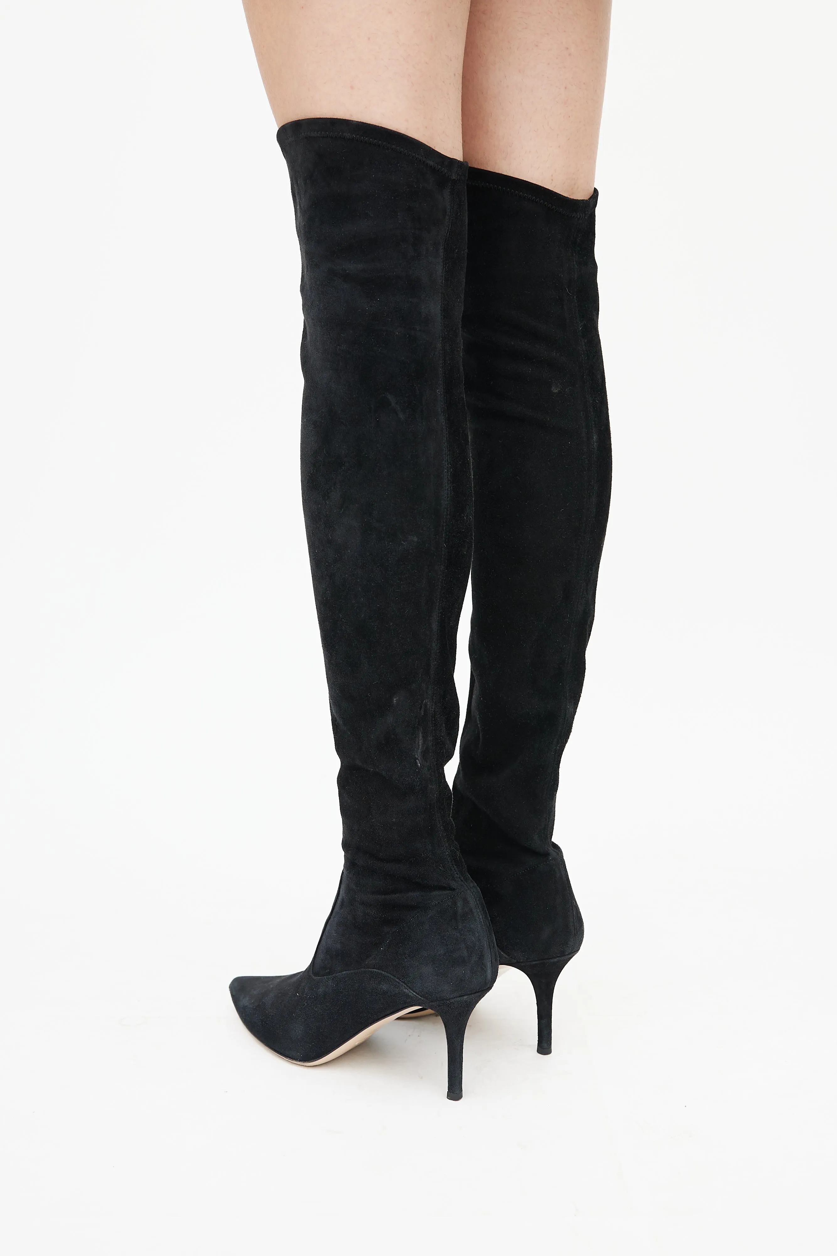 Black Suede Thigh High Boot