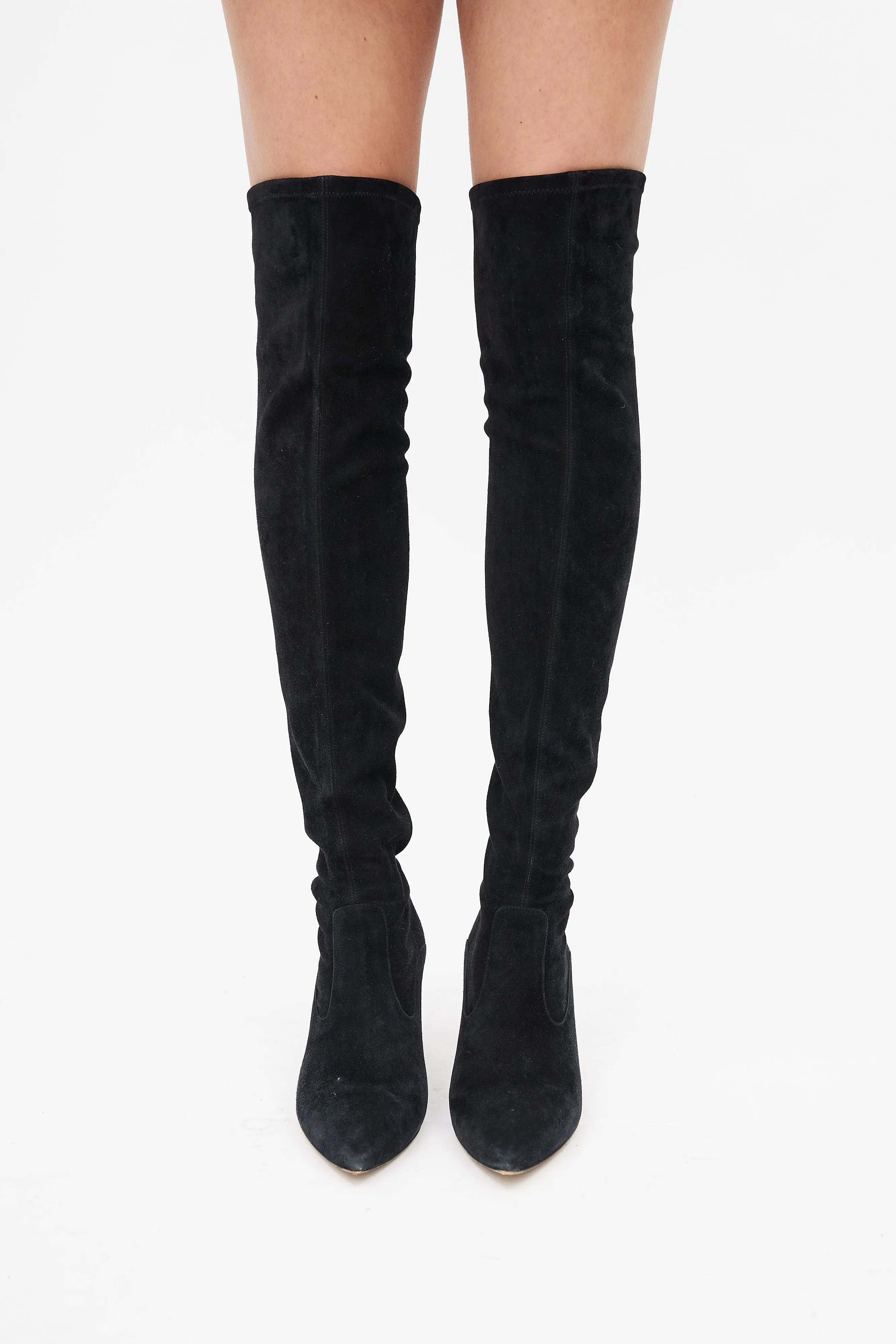 Black Suede Thigh High Boot