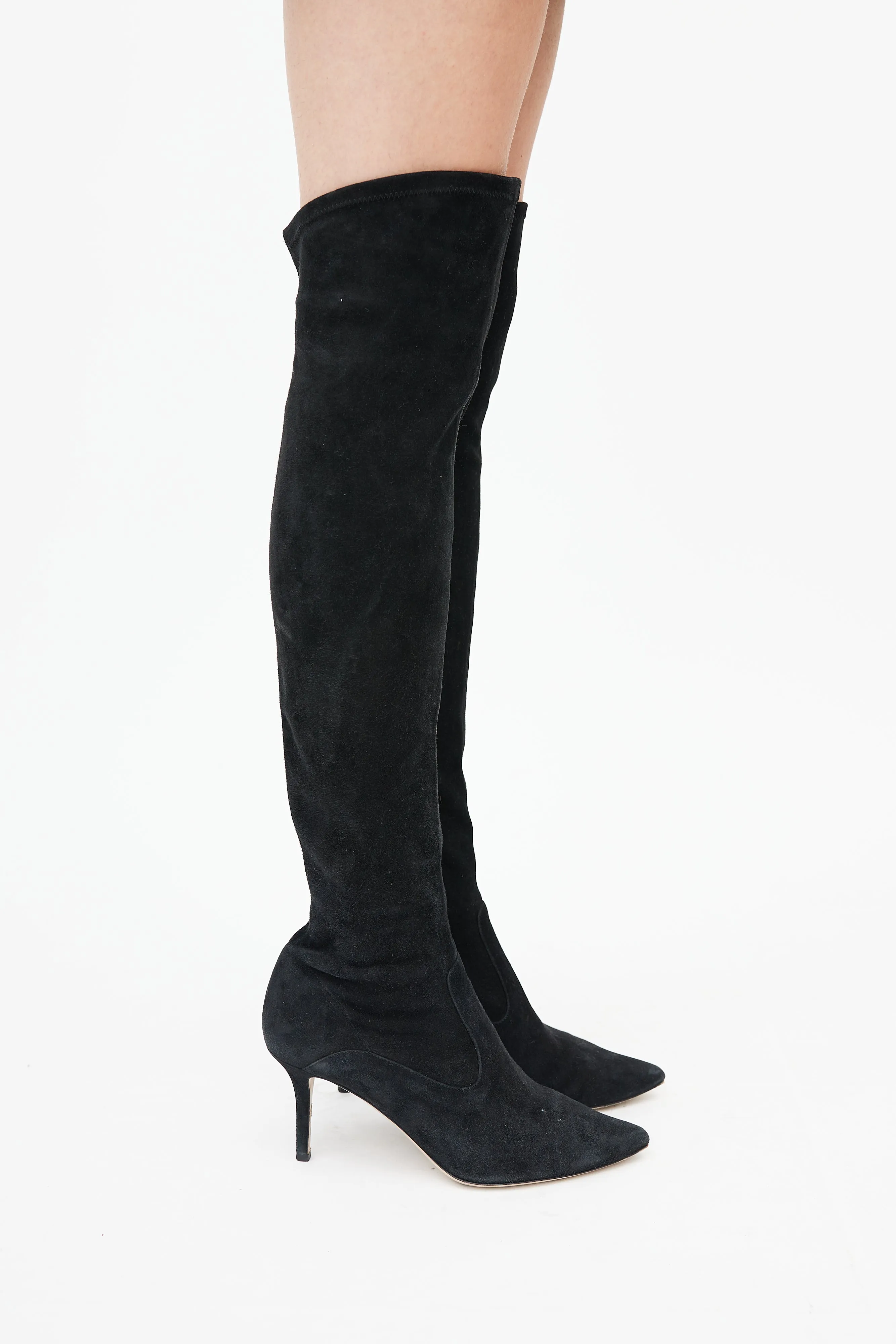 Black Suede Thigh High Boot