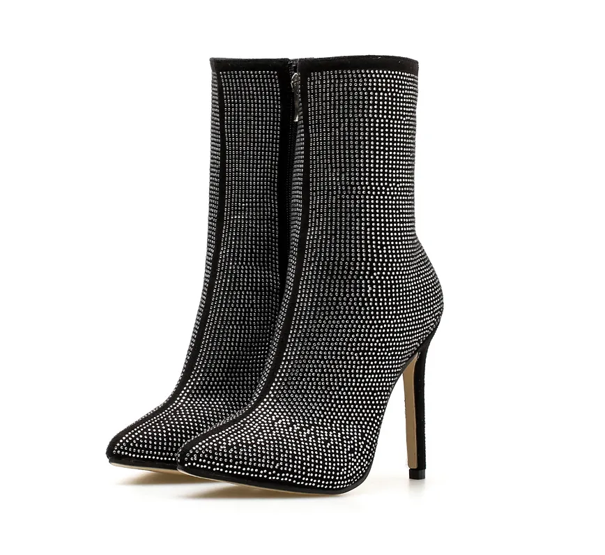 Bling Rhinestone High Heel Boots