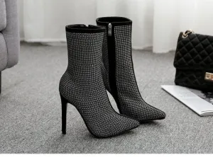 Bling Rhinestone High Heel Boots
