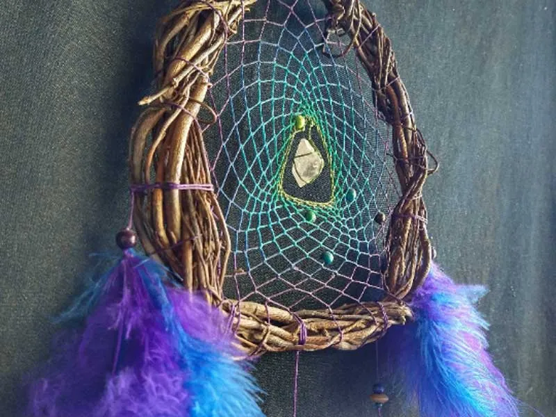 Boho wall decor Crystal Dreamcatcher wall hanging, Large woven wall art dream catcher set boho decor, Large wall art high vibration crystals