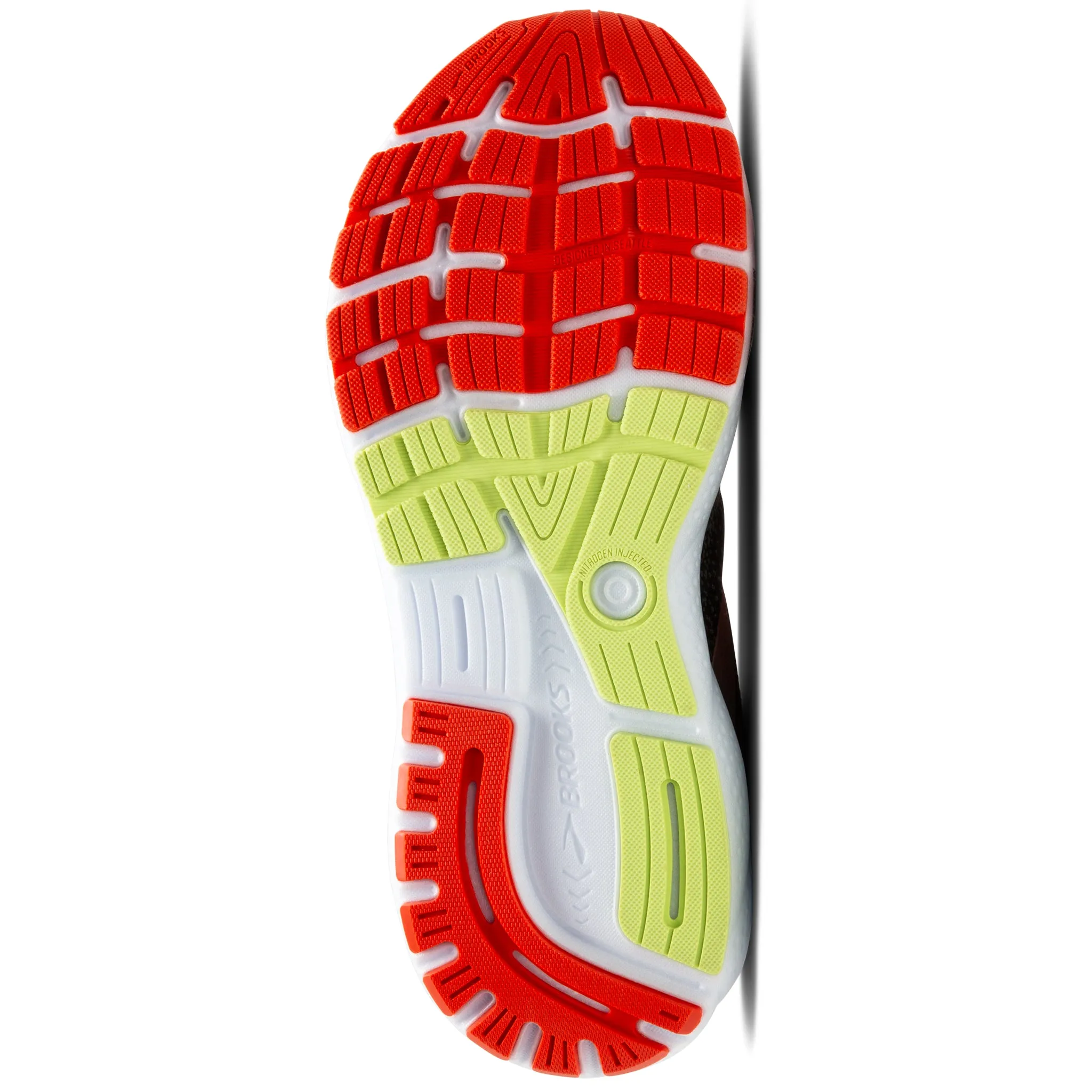 Brooks Ghost 16 Men's Wide Fit 2E Black/Mandarin Red/Green