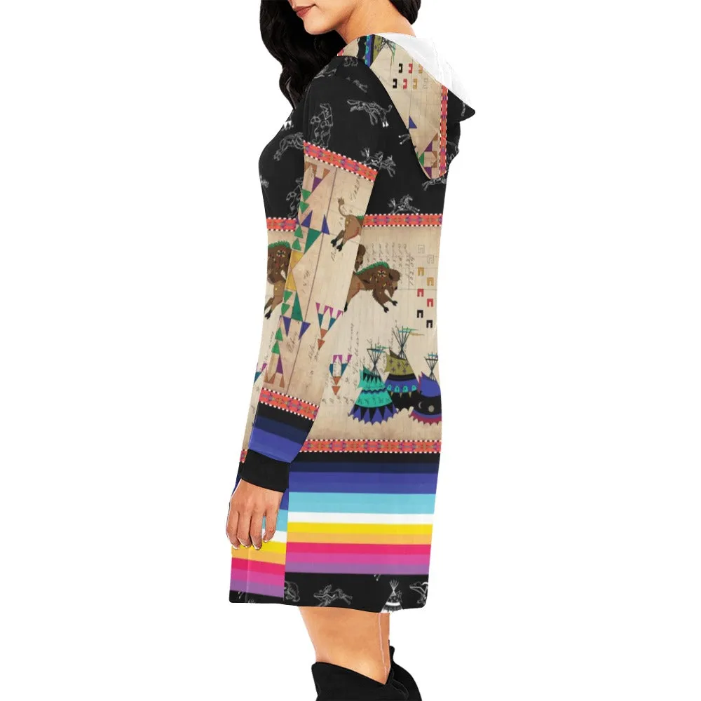 Buffalos Running Black Sky Hoodie Dress