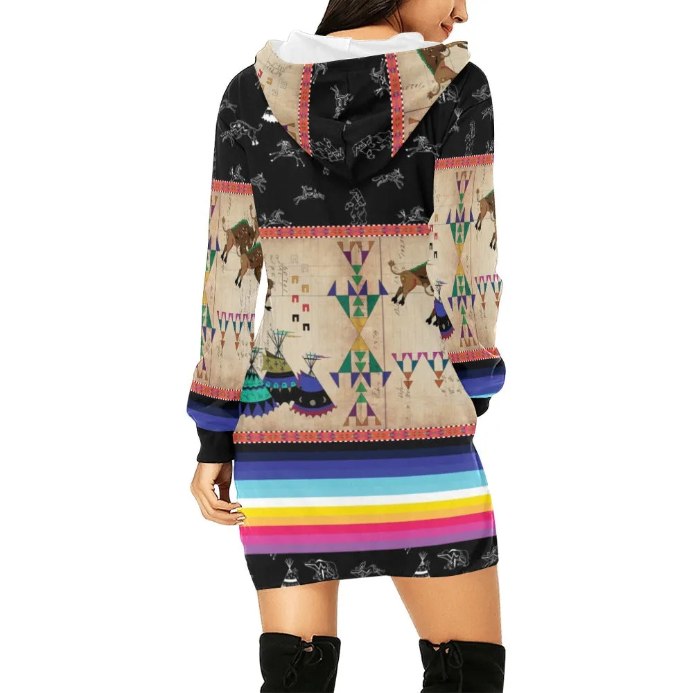 Buffalos Running Black Sky Hoodie Dress