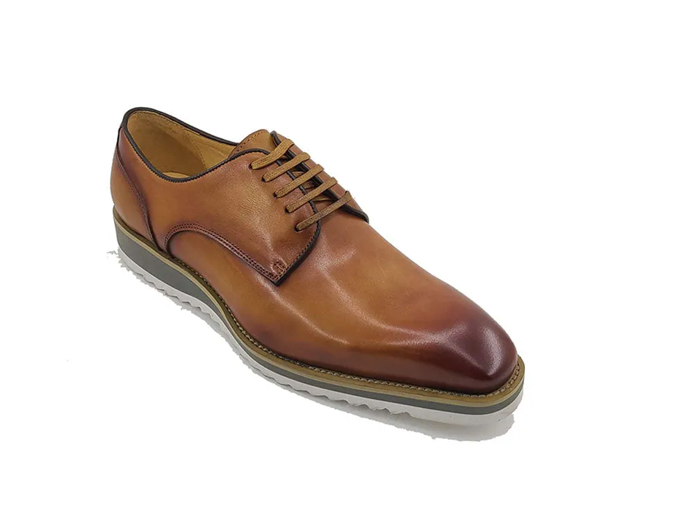 Carrucci Cognac Genuine Leather Men's Lace Up Casual Shoes