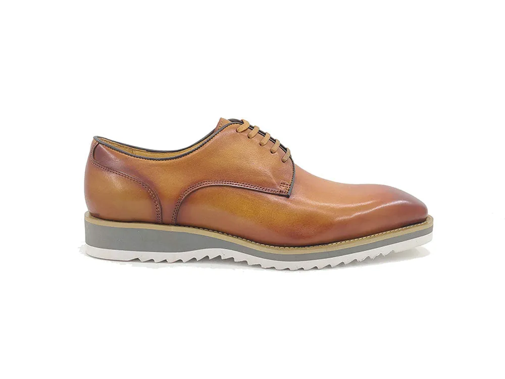 Carrucci Cognac Genuine Leather Men's Lace Up Casual Shoes