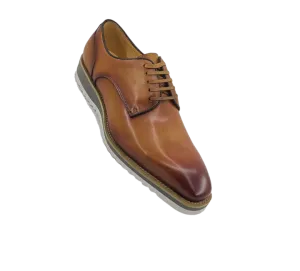 Carrucci Cognac Genuine Leather Men's Lace Up Casual Shoes
