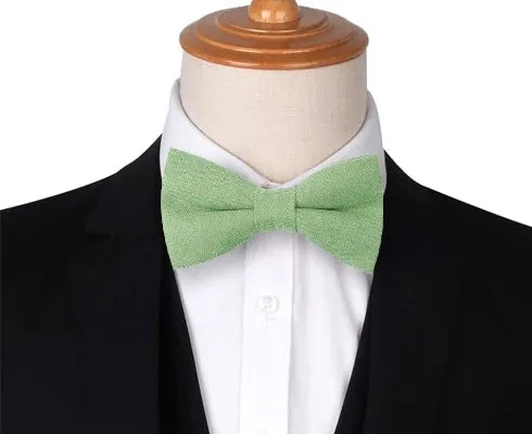 Classy Men Pastel Green Cotton Pre-Tied Bow Tie