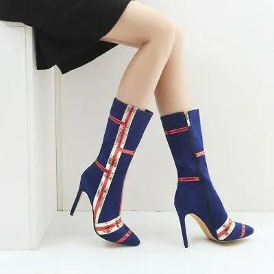 Color matching fashion suede thin high heel medium high boots